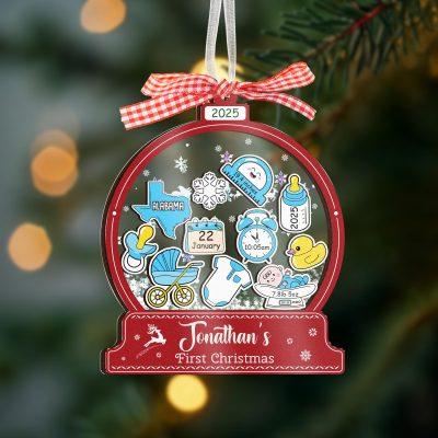 Babys First Christmas Ornament, New Baby Gift, Custom Ornament Keepsake, Personalized Ornament for Baby Girls First Christmas, Baby Shower