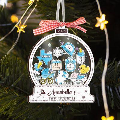 Babys First Christmas Ornament, New Baby Gift, Custom Ornament Keepsake, Personalized Ornament for Baby Girls First Christmas, Baby Shower