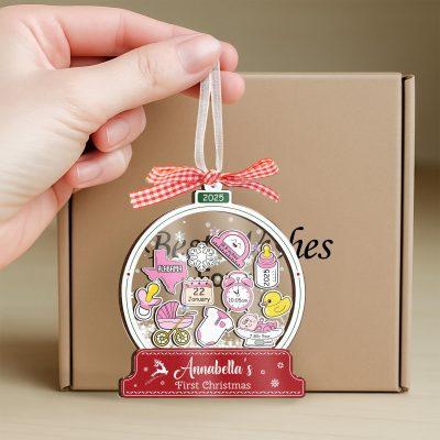 Babys First Christmas Ornament, New Baby Gift, Custom Ornament Keepsake, Personalized Ornament for Baby Girls First Christmas, Baby Shower