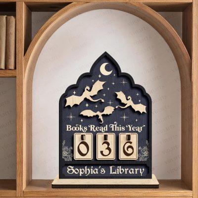Personalized Book Read This Years,Night Court Books Tracker,Book Read Tracker, Bookish Decor Gift, Book Lovers Gift,Custom Bookshelf Counter