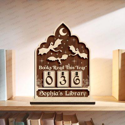 Personalized Book Read This Years,Night Court Books Tracker,Book Read Tracker, Bookish Decor Gift, Book Lovers Gift,Custom Bookshelf Counter