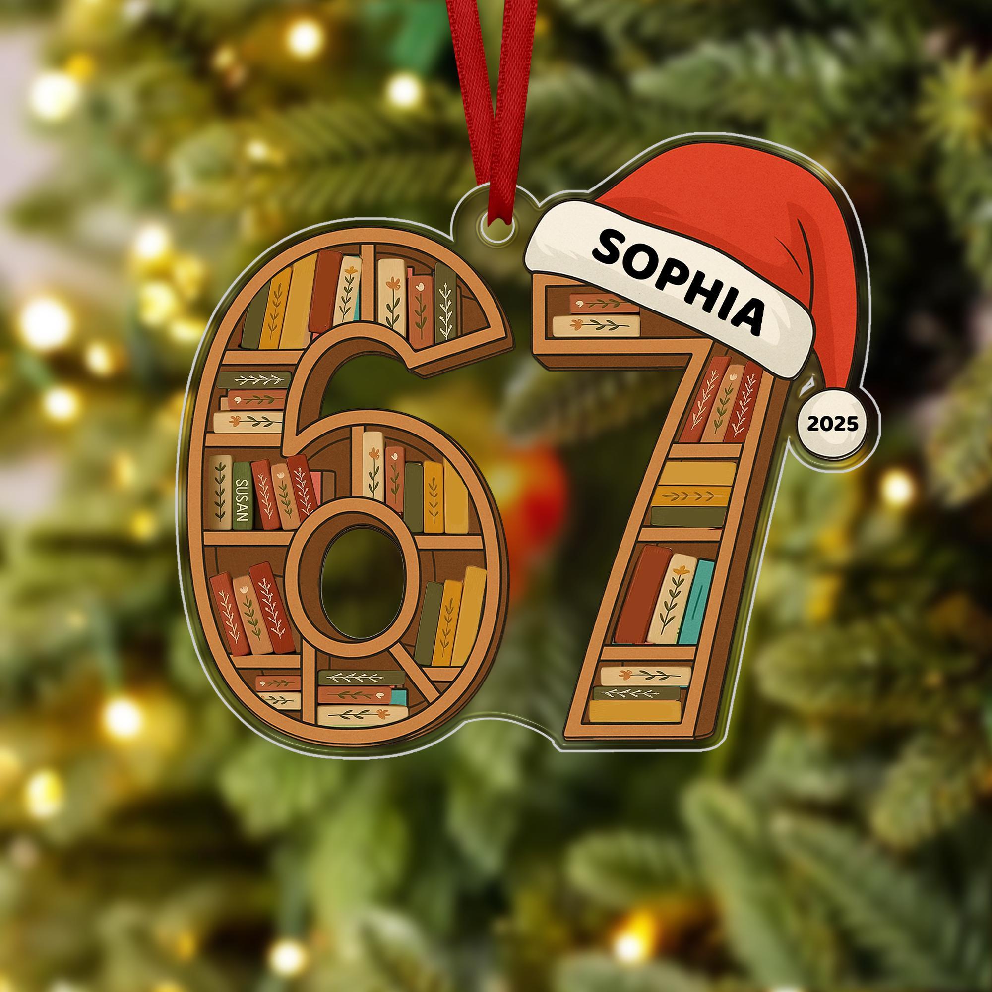 Personalized Book Club Christmas Wood Ornament, Six Seven Book Christmas Ornament, Christmas Books Ornaments, 6 7 Gift for Librarian, Reader Personalized Book Club Christmas Wood Ornament, Six Seven Book Christmas Ornament, Christmas Books Ornaments, 6 7 Gift for Librarian, Reader