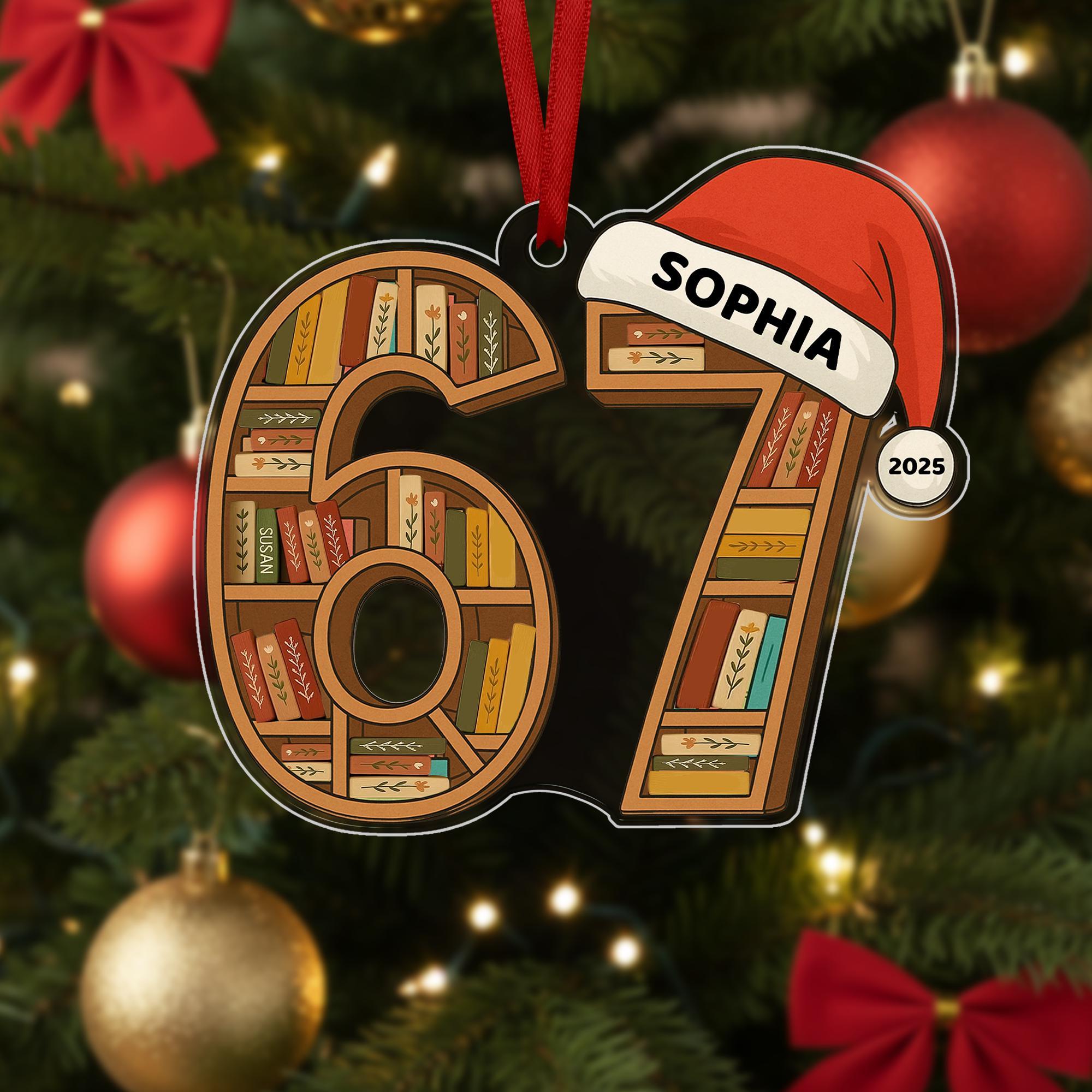 Personalized Book Club Christmas Wood Ornament, Six Seven Book Christmas Ornament, Christmas Books Ornaments, 6 7 Gift for Librarian, Reader Personalized Book Club Christmas Wood Ornament, Six Seven Book Christmas Ornament, Christmas Books Ornaments, 6 7 Gift for Librarian, Reader