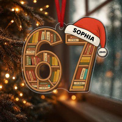 Personalized Book Club Christmas Wood Ornament, Six Seven Book Christmas Ornament, Christmas Books Ornaments, 6 7 Gift for Librarian, Reader Personalized Book Club Christmas Wood Ornament, Six Seven Book Christmas Ornament, Christmas Books Ornaments, 6 7 Gift for Librarian, Reader