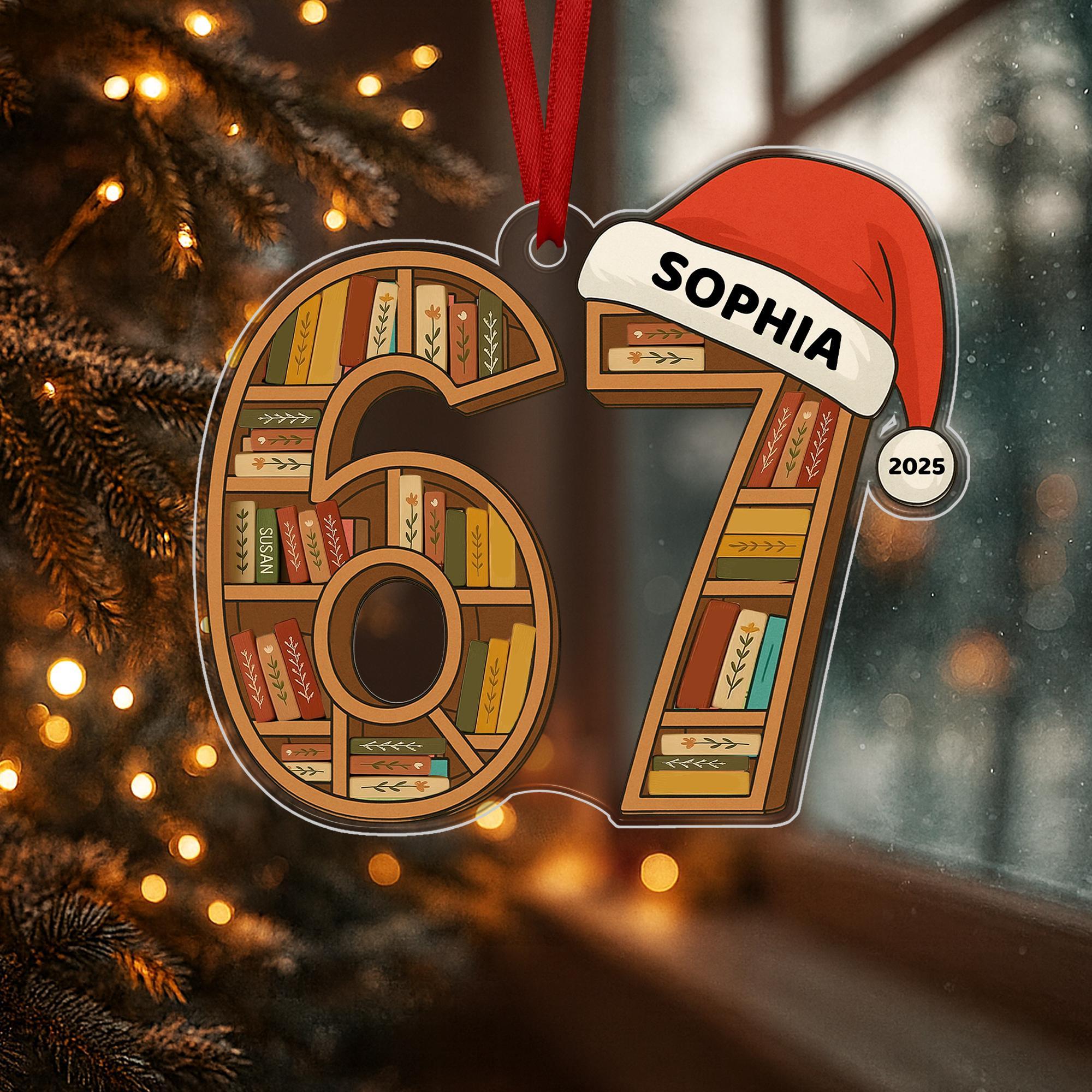 Personalized Book Club Christmas Wood Ornament, Six Seven Book Christmas Ornament, Christmas Books Ornaments, 6 7 Gift for Librarian, Reader Personalized Book Club Christmas Wood Ornament, Six Seven Book Christmas Ornament, Christmas Books Ornaments, 6 7 Gift for Librarian, Reader