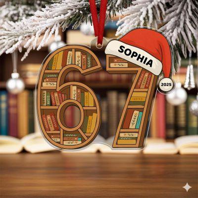 Personalized Book Club Christmas Wood Ornament, Six Seven Book Christmas Ornament, Christmas Books Ornaments, 6 7 Gift for Librarian, Reader Personalized Book Club Christmas Wood Ornament, Six Seven Book Christmas Ornament, Christmas Books Ornaments, 6 7 Gift for Librarian, Reader