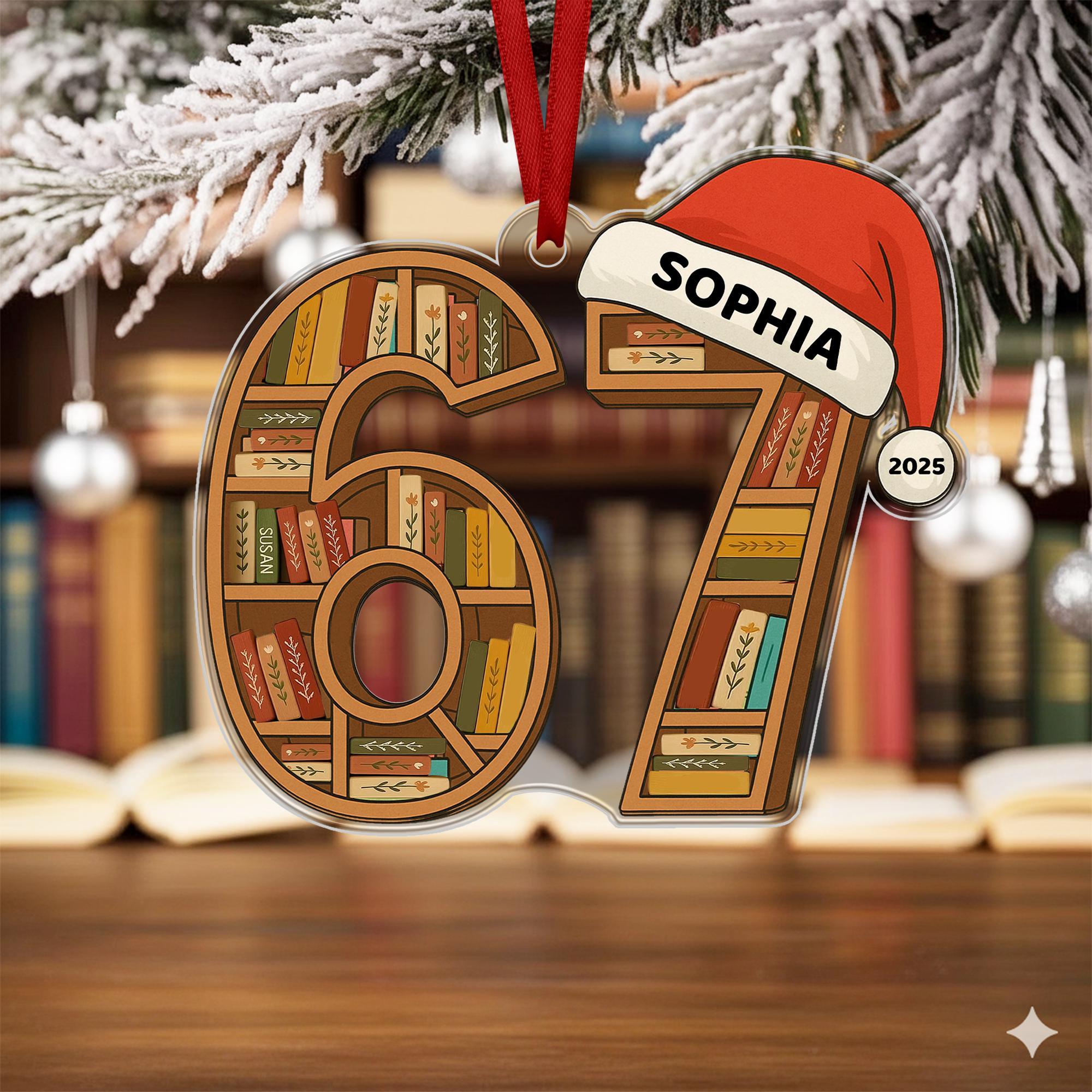 Personalized Book Club Christmas Wood Ornament, Six Seven Book Christmas Ornament, Christmas Books Ornaments, 6 7 Gift for Librarian, Reader Personalized Book Club Christmas Wood Ornament, Six Seven Book Christmas Ornament, Christmas Books Ornaments, 6 7 Gift for Librarian, Reader