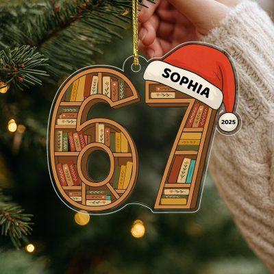 Personalized Book Club Christmas Wood Ornament, Six Seven Book Christmas Ornament, Christmas Books Ornaments, 6 7 Gift for Librarian, Reader