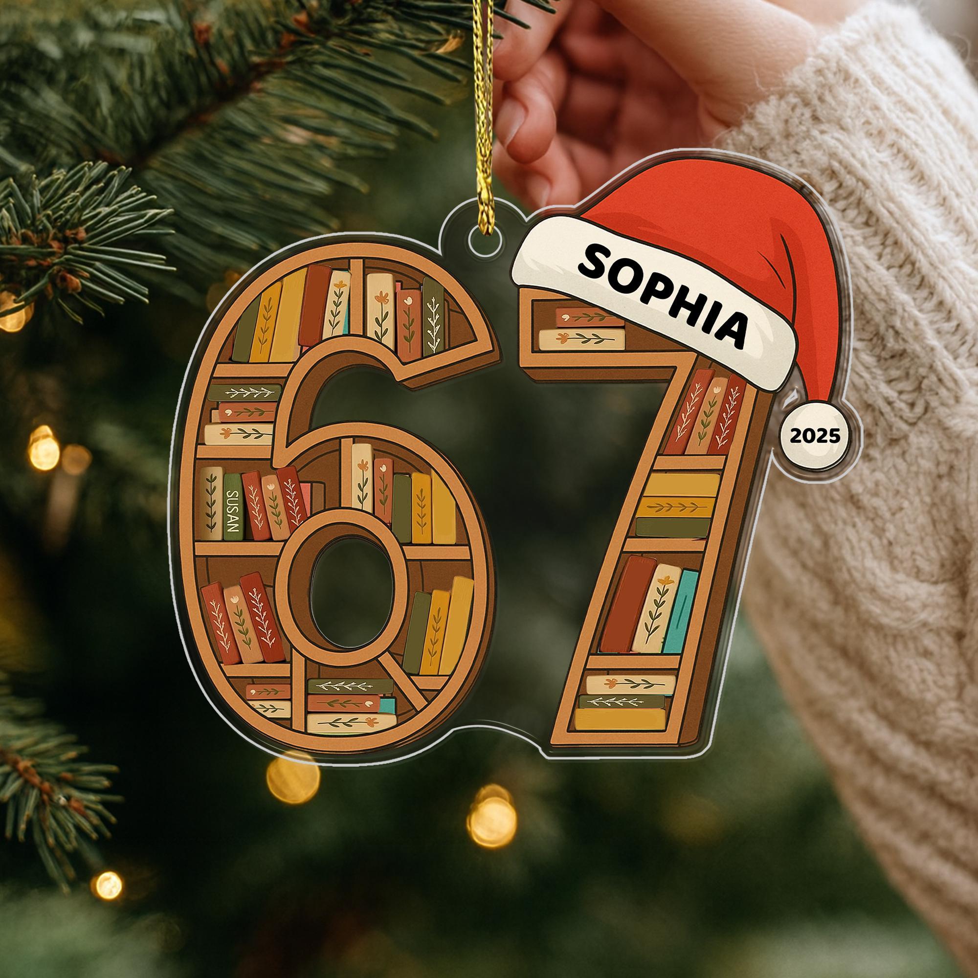 Personalized Book Club Christmas Wood Ornament, Six Seven Book Christmas Ornament, Christmas Books Ornaments, 6 7 Gift for Librarian, Reader Personalized Book Club Christmas Wood Ornament, Six Seven Book Christmas Ornament, Christmas Books Ornaments, 6 7 Gift for Librarian, Reader