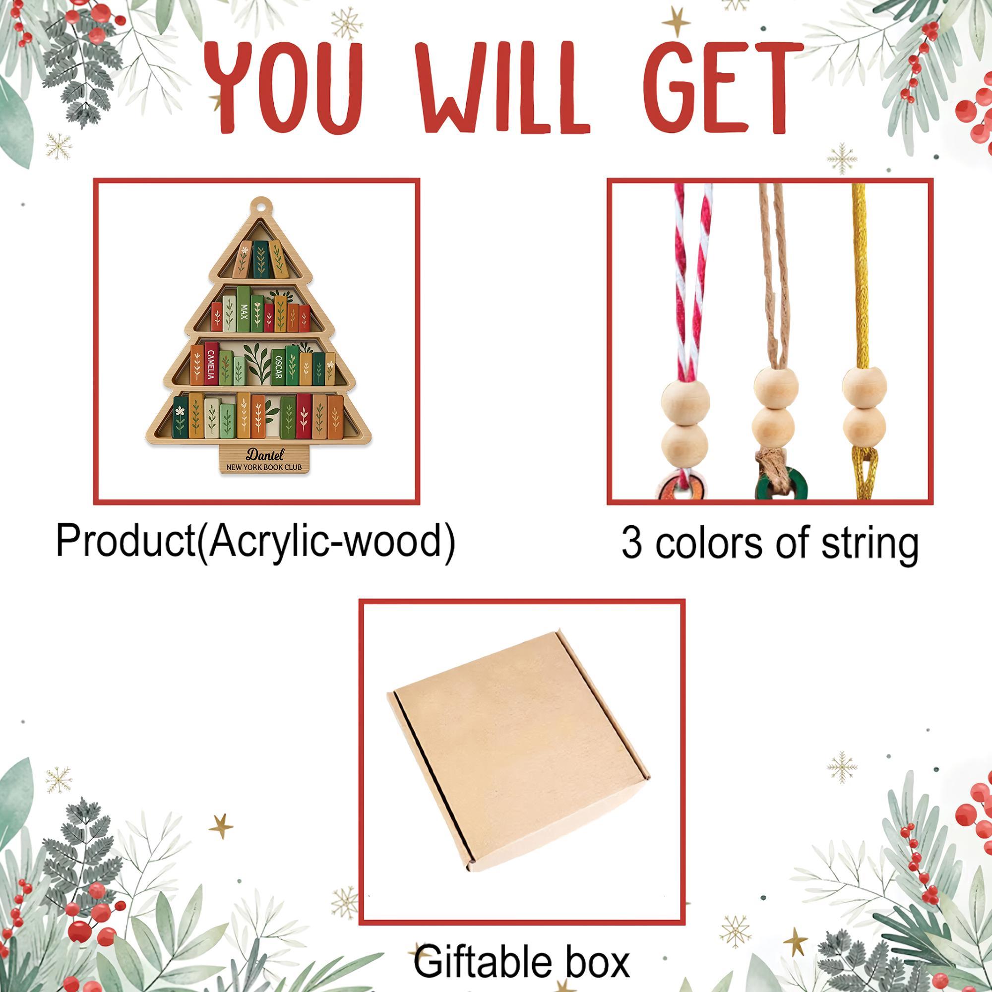 Personalized Book Club Christmas Wood Ornament, Six Seven Book Christmas Ornament, Christmas Books Ornaments, 6 7 Gift for Librarian, Reader Personalized Book Club Christmas Wood Ornament, Six Seven Book Christmas Ornament, Christmas Books Ornaments, 6 7 Gift for Librarian, Reader