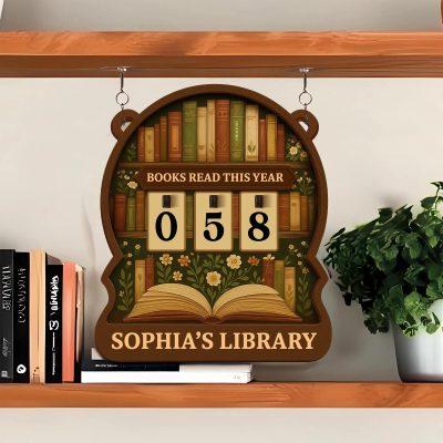 Personalized Floral Books Read Tracker – Bookshelf Counter For Book Club Gift, Bookish Decor, Xmas Gift for Readers, Books Read This Year