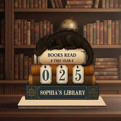 Personalized Dragon Book Tracker Sign - Books Read This Year, Vintage Book Lovers Gift, Library Decor