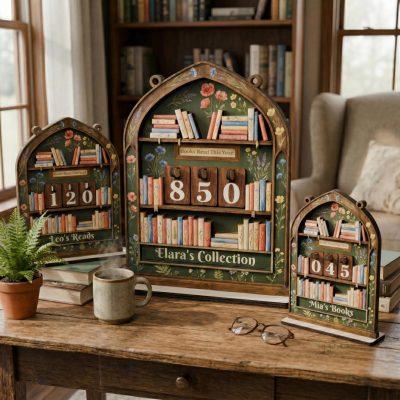 Personalized Book Tracker Shelf, Books Read This Year Tracker, Wooden Reading Tracker Board, Custom Library Sign, Gift for Book Lovers