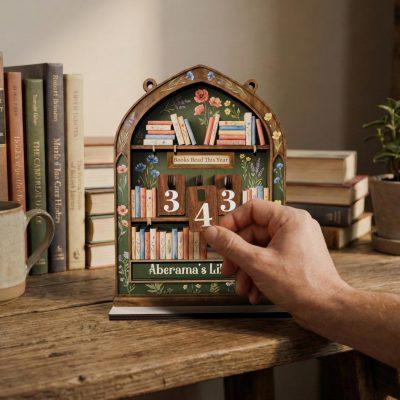 Personalized Book Tracker Shelf, Books Read This Year Tracker, Wooden Reading Tracker Board, Custom Library Sign, Gift for Book Lovers