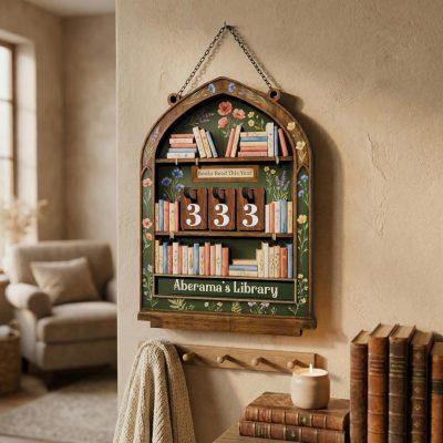 Personalized Book Tracker Shelf, Books Read This Year Tracker, Wooden Reading Tracker Board, Custom Library Sign, Gift for Book Lovers