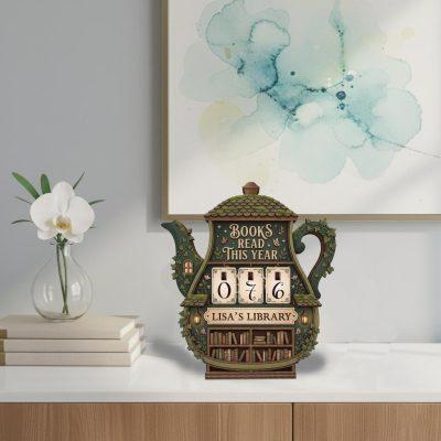 Personalized Books Read This Year Tracker, Cottagecore Book Read Tracker, Wooden Library Display For Book Lovers, Home Library Shelf Decor