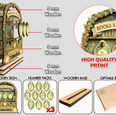 Personalized Book Lovers Decor, Fairy Library decor, Book counter sign, Fantasy Reading Trackers, Books read year Counter, Reading Tracker