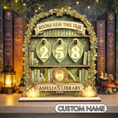 Personalized Book Lovers Decor, Fairy Library decor, Book counter sign, Fantasy Reading Trackers, Books read year Counter, Reading Tracker