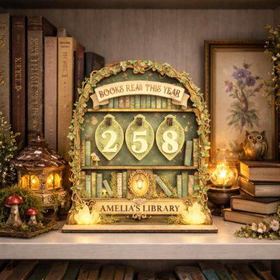 Personalized Book Lovers Decor, Fairy Library decor, Book counter sign, Fantasy Reading Trackers, Books read year Counter, Reading Tracker