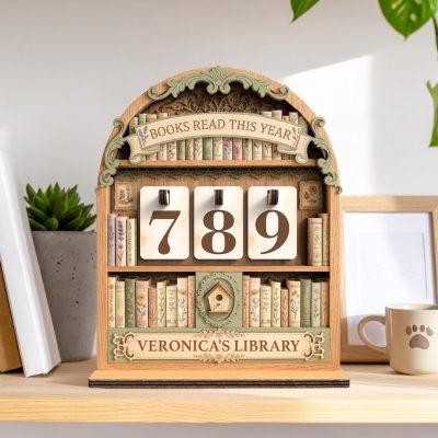Personalized Books Read This Year Tracker, Vintage Wooden Book Counter, Book Reading Lover Tracker, Gift for Readers, Book Shelf Decor