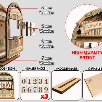 Personalized Books Read This Year Tracker, Vintage Wooden Book Counter, Book Reading Lover Tracker, Gift for Readers, Book Shelf Decor