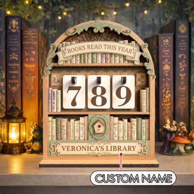 Personalized Books Read This Year Tracker, Vintage Wooden Book Counter, Book Reading Lover Tracker, Gift for Readers, Book Shelf Decor