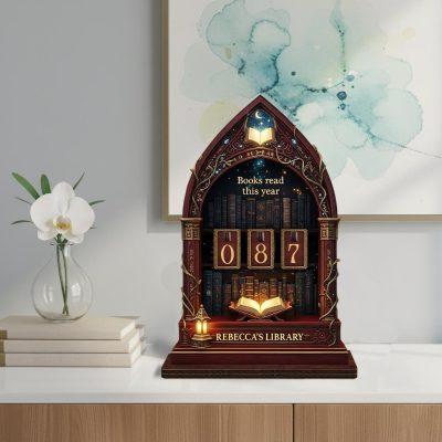 Personalized Fantasy Gothic Book Tracker Sign, Book Lover Gif, Reader Gift, Reading Challenge, Dark Academia Bookshelf Decor, Bookish Gift