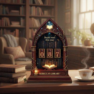 Personalized Fantasy Gothic Book Tracker Sign, Book Lover Gif, Reader Gift, Reading Challenge, Dark Academia Bookshelf Decor, Bookish Gift