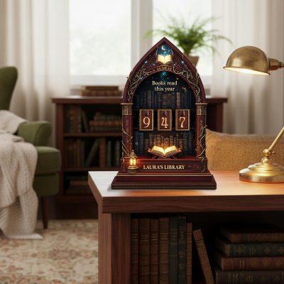 Personalized Fantasy Gothic Book Tracker Sign, Book Lover Gif, Reader Gift, Reading Challenge, Dark Academia Bookshelf Decor, Bookish Gift